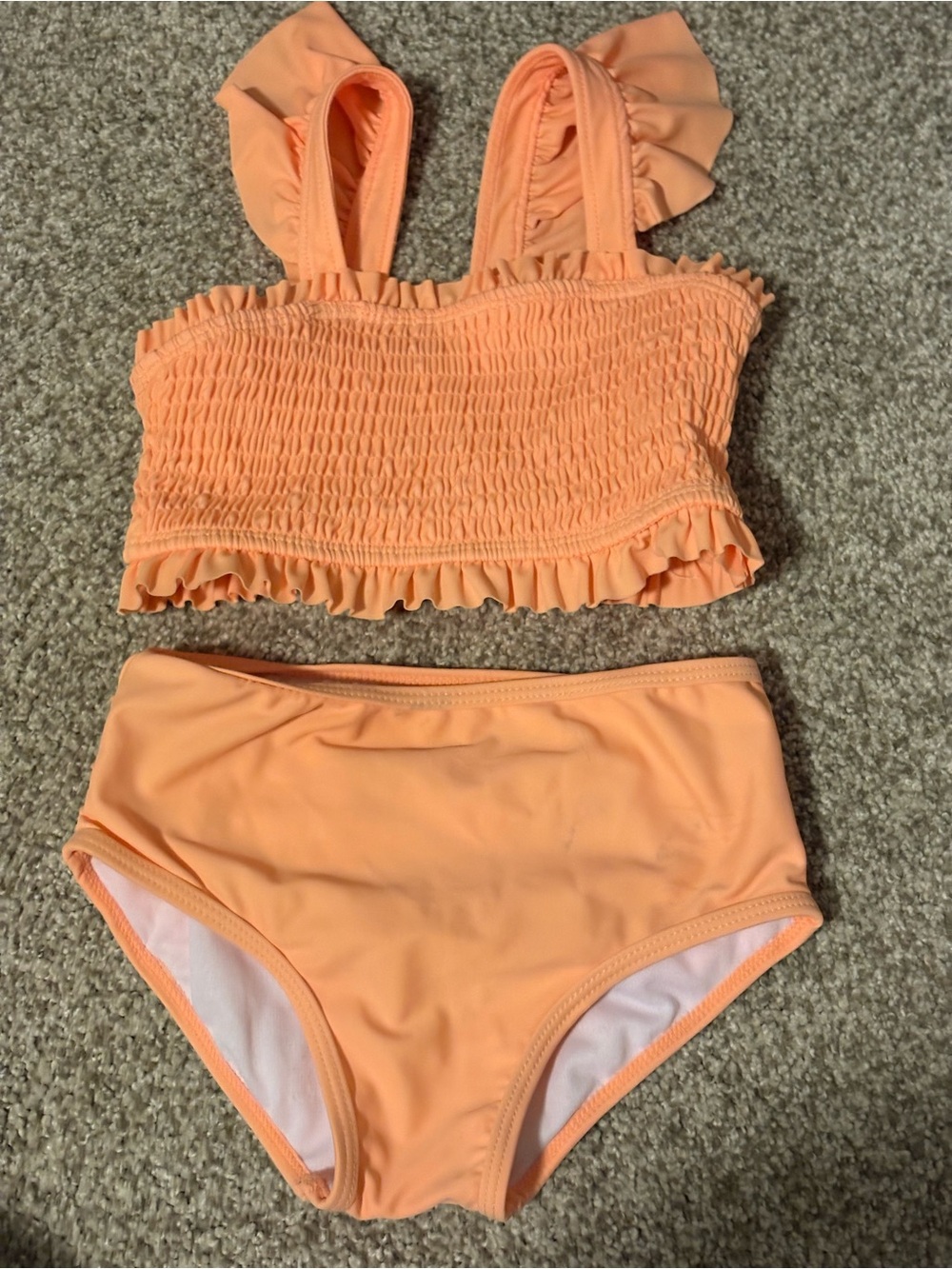 Ruffle Butts Orange Smocked Ruffle Tankini Two-Piece 5T